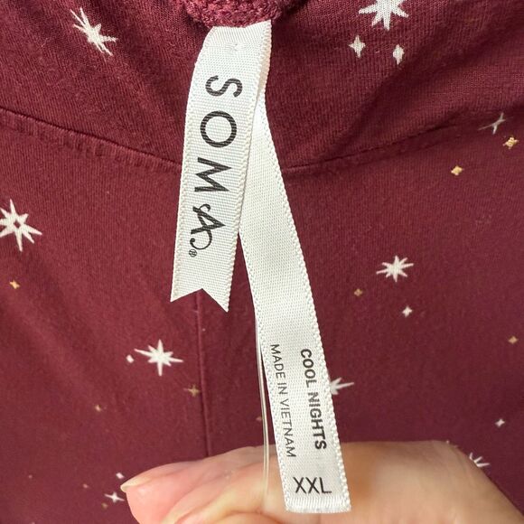NWOT Soma Cool Nights Burgundy Star Celestial PJ Pajama Pants $54 XXL - Picture 6 of 7